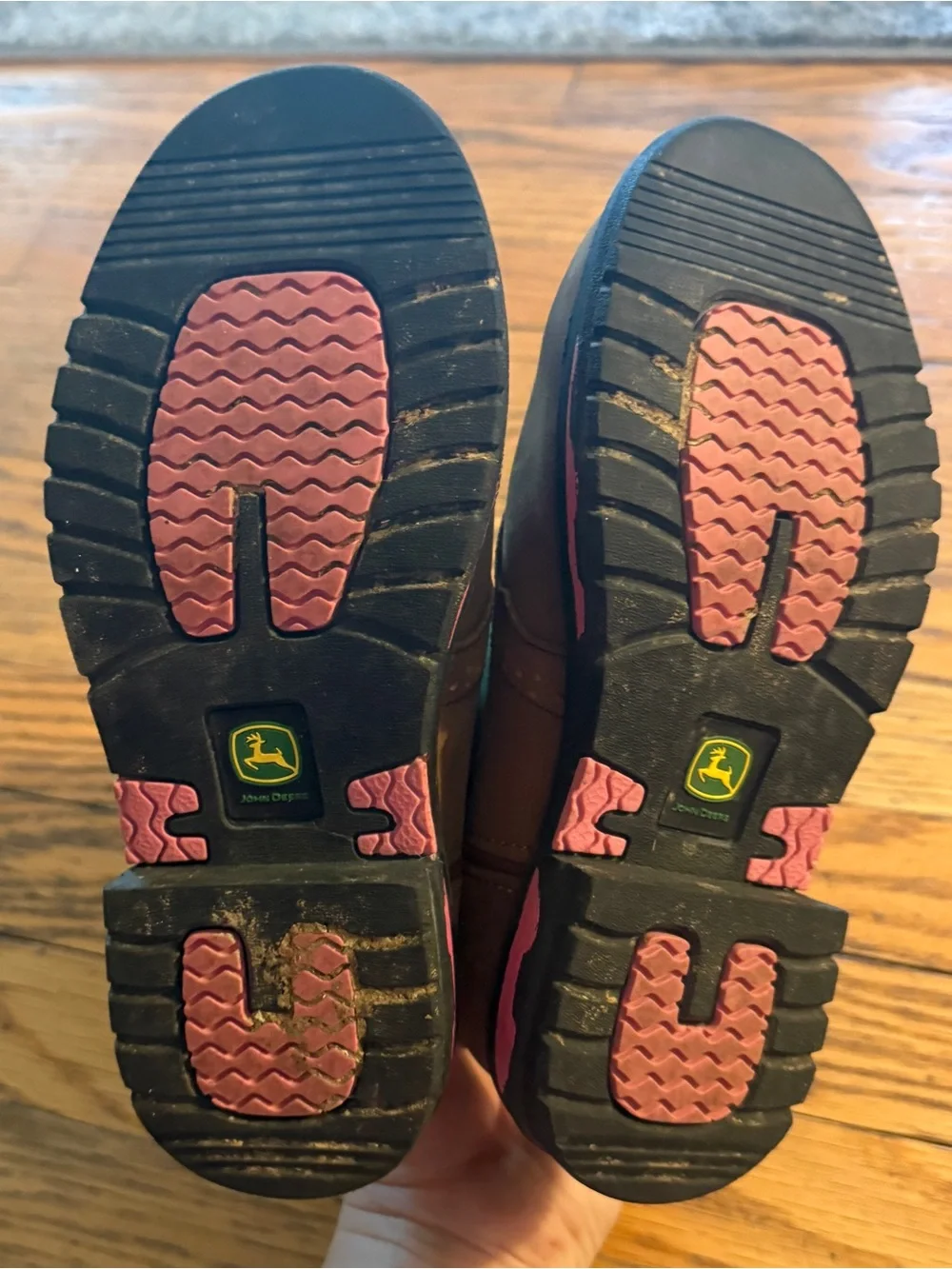 John Deere Brown, Green and Pink Girls' Cowboy Boots